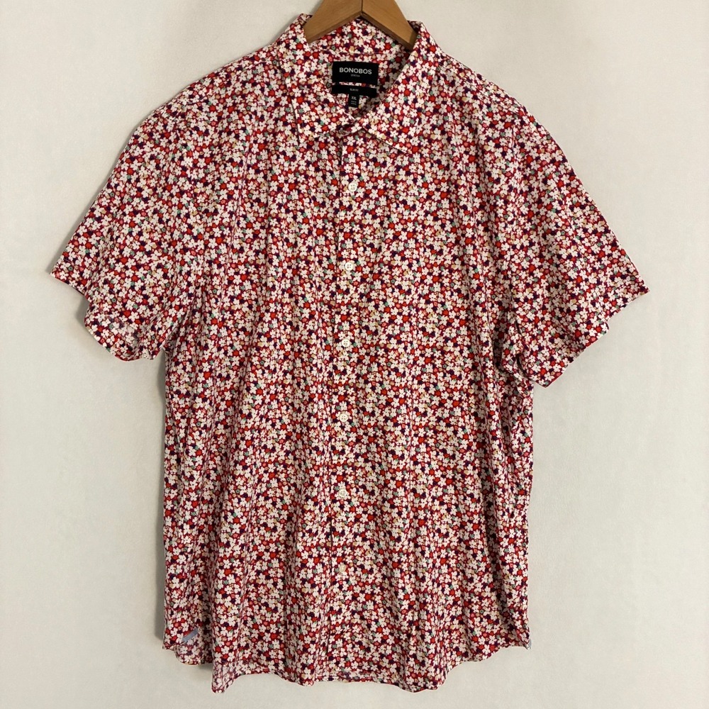Bonobos Stretch Slim Fit Shirt Mens XXL Floral Lightweight Golf‎ Preppy AOP